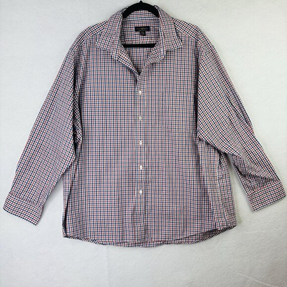 Club Room Shirt Mens XXL Regular Fit Plaid Long Sleeve Logo Collar Button Down - Picture 1 of 7
